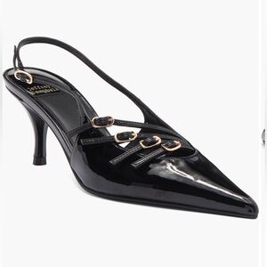 Brand New Jeffrey Campbell Flirtz Slingback heel. Black Patent